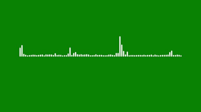 Listening audio spectrum visualizer with musical waveform sound frequency bars speaker pulse microphone voice podcast recording disco party club radio display digital equalizer. green screen 4k loop