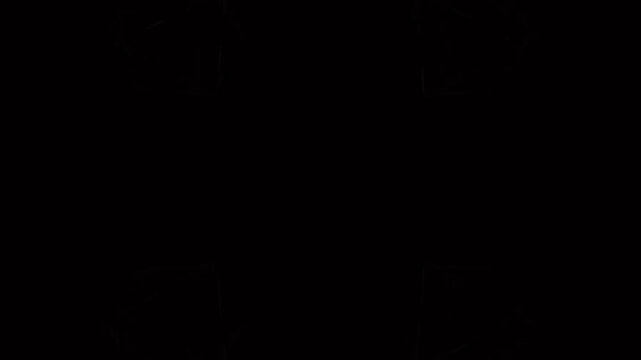 Black silhouette of a tree with bare branches on white background