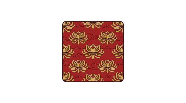 Traditional Chinese Style Red and Gold Ornamental Lotus Flower Pattern Background for Luxury Design
