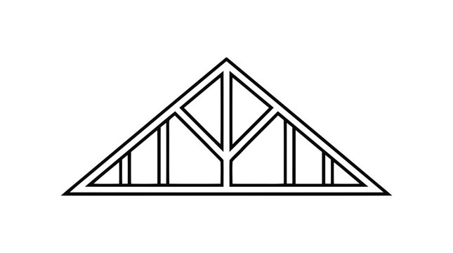 Vector illustration of roof truss construction icon on a transparent background