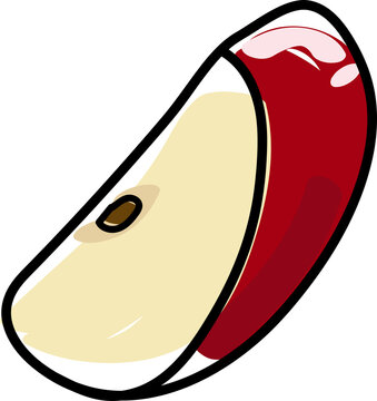 apple slice in digital hand drawn style