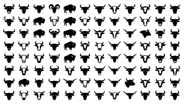 Creative Buffalo Cow Ox Bull Head Vector Design Collection