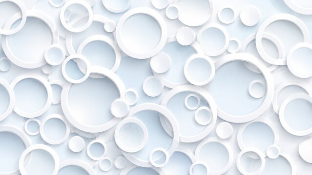 Abstract white ring pattern with soft shadows and subtle blue gradients