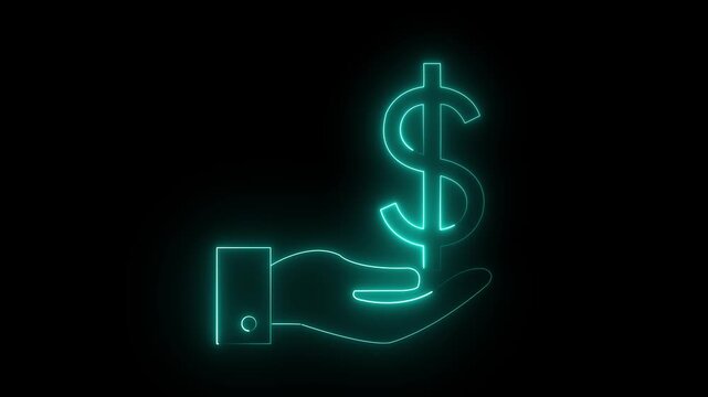 Hand releasing glowing dollar sign symbol on dark background