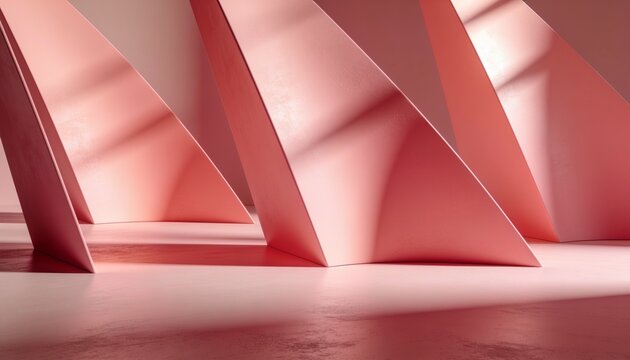 pink geometric podium, parametric architectural fin, studio stage backdrop, minimalist modern design, product display render, luxury backdrop