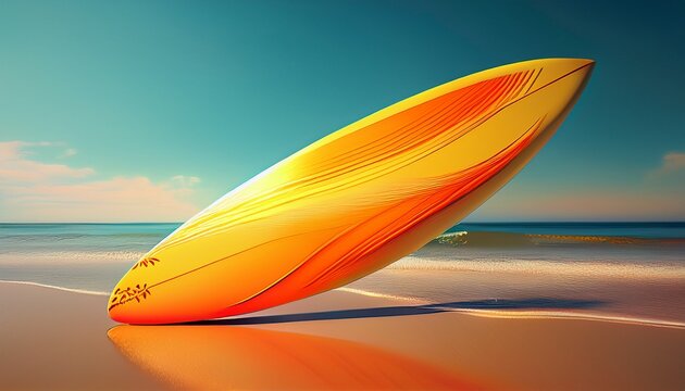 vibrant gradient surfboard with orange and yellow design perfect for summer surfing and beach sports