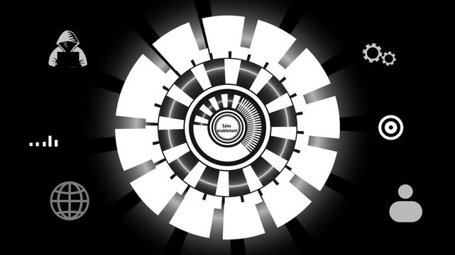 Abstract automation technology background. Business, Technology, Internet and network concept. SALES ENABLEMENT. 3d Motion graphics of technology icon interface background