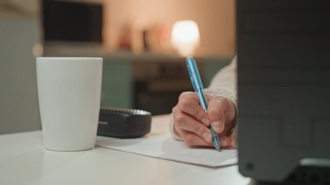 Poet composes lyrics during late hours. Composer devises song words in peaceful nighttime hours. Creative individual develops musical lyrics and melodies during quiet late evening moments