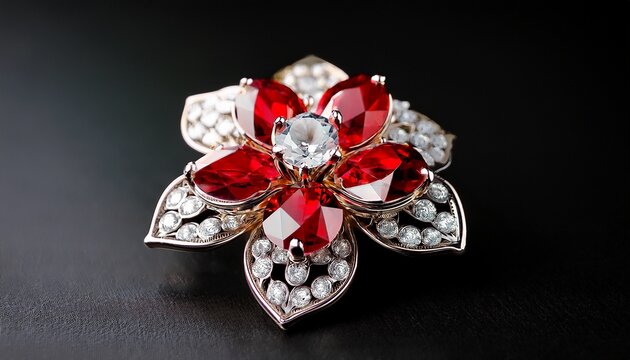 exquisite ruby and diamond flower brooch fine jewelry luxury accessory