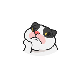Fototapeta premium Gloomy Cat Meme Sticker Vector Cute Illustration Transparent Isolated 