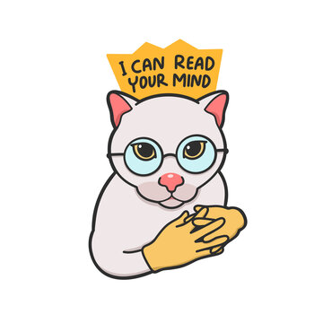 Mind Reader Cat Meme Sticker Vector Cute Illustration Transparent Isolated 