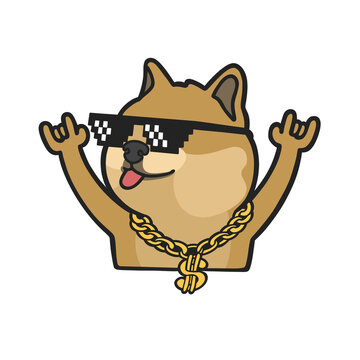 Metal Doge Dog Meme Sticker Vector Cute Illustration Transparent Isolated 