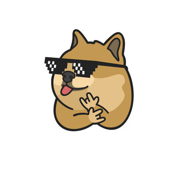 Sunglasses Doge Dog Meme Sticker Vector Cute Illustration Transparent Isolated 