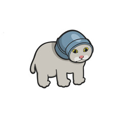 Naklejka premium Cat Meme Sticker Vector Cute Illustration Transparent Isolated 