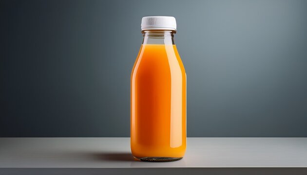 isolated orange juice bottle with blank label presents a clean and refreshing view