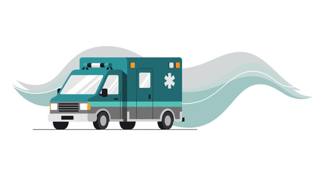 Medical Transportation Illustrative Design of an Ambulance Car on White Background