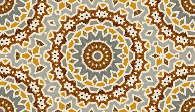 Seamless geometric mandala pattern in earth tones