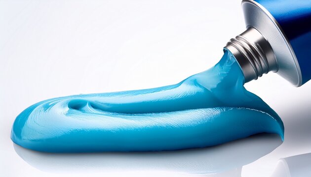 isolated blue toothpaste from a squeezed tube dental hygiene product freshness oral care