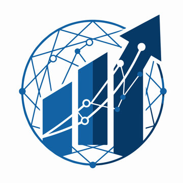 Minimalist Data Analytics Growth Chart and Network Vector Logo
