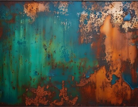 oxidized metal texture with green and blue patina for an aged look