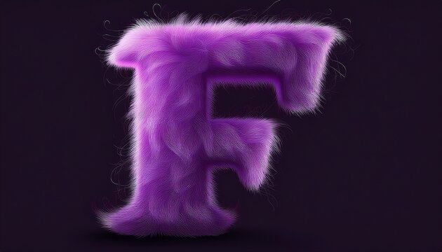 isolated purple furry letter f