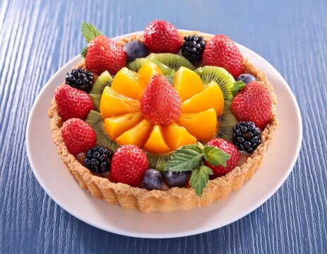 colorful fruit tart with fresh fruits