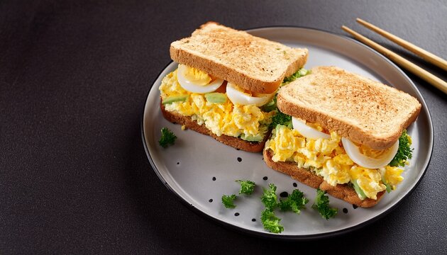 top view of tamago sando a japanese egg salad sandwich