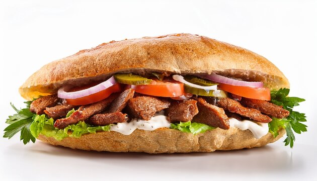 kebab sandwich on a white background