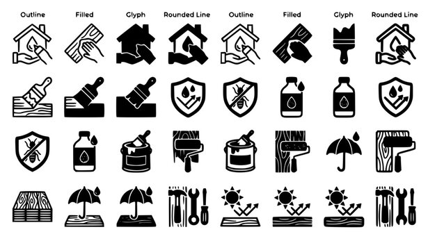 Wood Preservation Icons Multi Style Collection