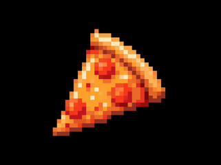 Fototapeta premium A pixel art slice of pepperoni pizza with cheese and red sauce AI generative