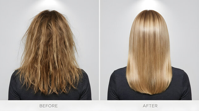 Hair transformation before and after | Frizzy to smooth hair treatment | Blonde hair repair results | Professional salon makeover