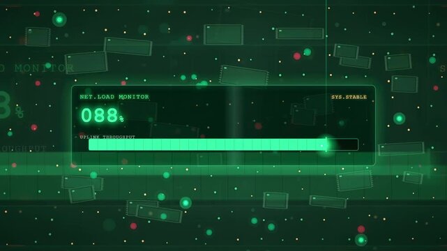 Digital Cyber Security Interface Transitioning From Stable Green Status To Red DDoS Attack Warning