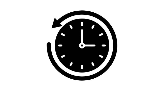 Vector illustration of clock icon with counterclockwise arrow indicating history or undo action on a transparent background
