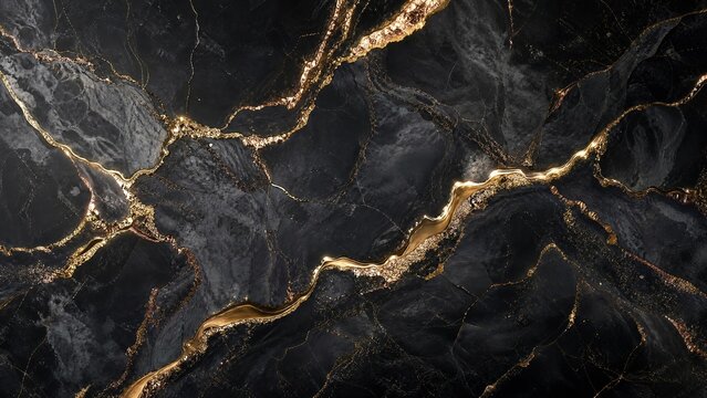 Black marble with golden veins creates a luxurious and textured background pattern blackstone gold gilded