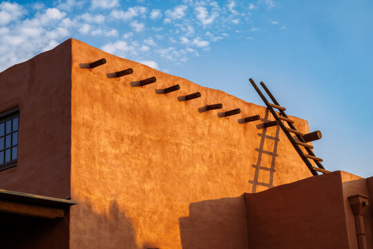 Adobe building at sunrise
