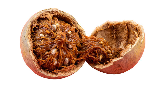 Fresh Cracked Wood Apple Elephant Apple Fruit Isolated on Transparent Background