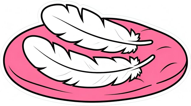 Two delicate white feathers resting on a soft pink surface, symbolizing lightness, gentleness, and purity.