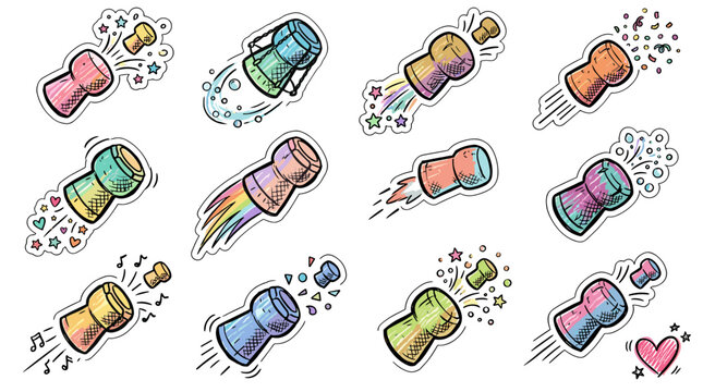 Collection of colorful cartoonstyle baby bottles with different designs