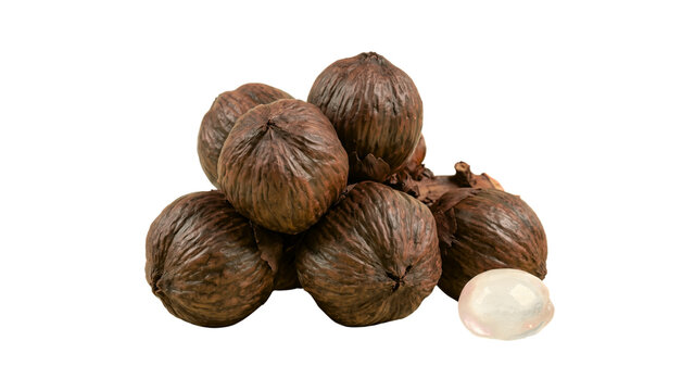 Fresh Palmyra Palm Fruit Cluster with Ice Apple Jelly Kernel Isolated on Transparent Background
