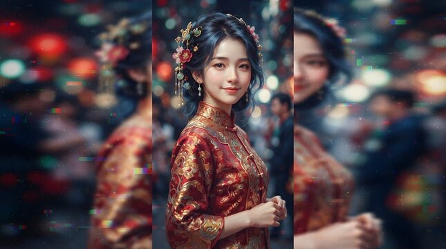 Celebrating china's national day with traditional hanfu attire and vibrant cultural festivities