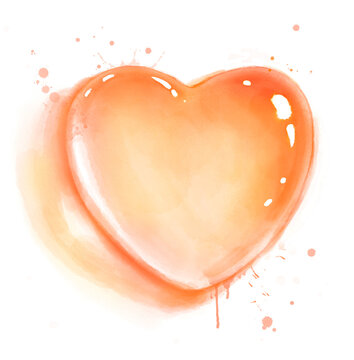 Orange Watercolor Heart Splash