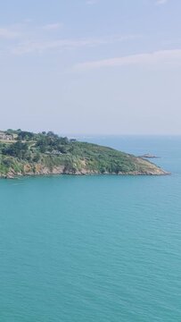 A scenic summer view of the coastline at Binic, Brittany, France.