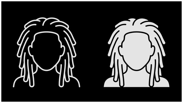 Minimalist Vector Icons of Person with Dreadlocks Hairstyle