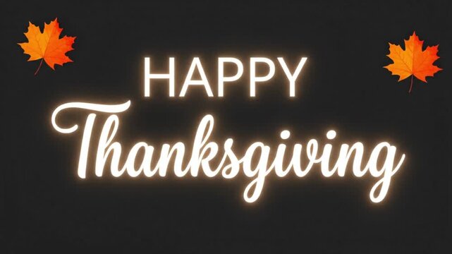 A festive thanksgiving animation featuring a cute cartoon turkey celebrating the holiday season with colorful autumn leaves and decorations