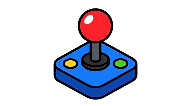 Retro Arcade Joystick Vector Illustration - Classic Gaming Controller Icon with Buttons