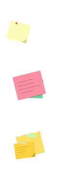 Colorful sticky notes and paper memos arranged in a casual stack for office organization and reminder tasks with a clean and simple design style for creative planning and daily work