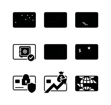 Financial security and growth icons representing online transactions and digital banking
