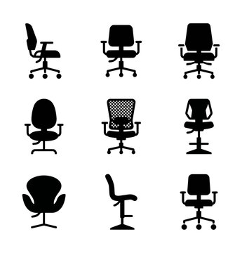 Office chair silhouette collection isolated on white background