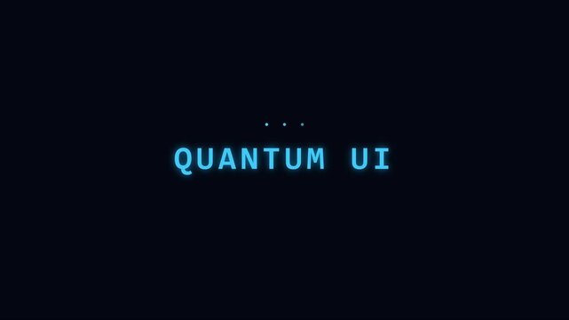 Quantum ui digital interface animation with glowing neon text and futuristic hud for high-tech software and cyber security concepts 4k