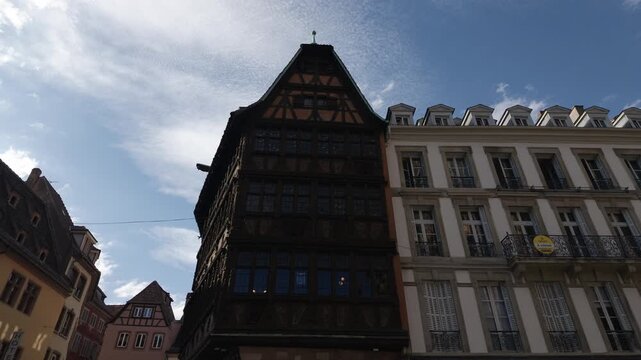 Famous Maison Kammerzell building with its traditional half timbered facade in Strasbourg